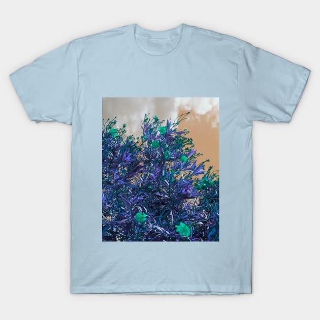 blue floral T-Shirt by tintacarmesim